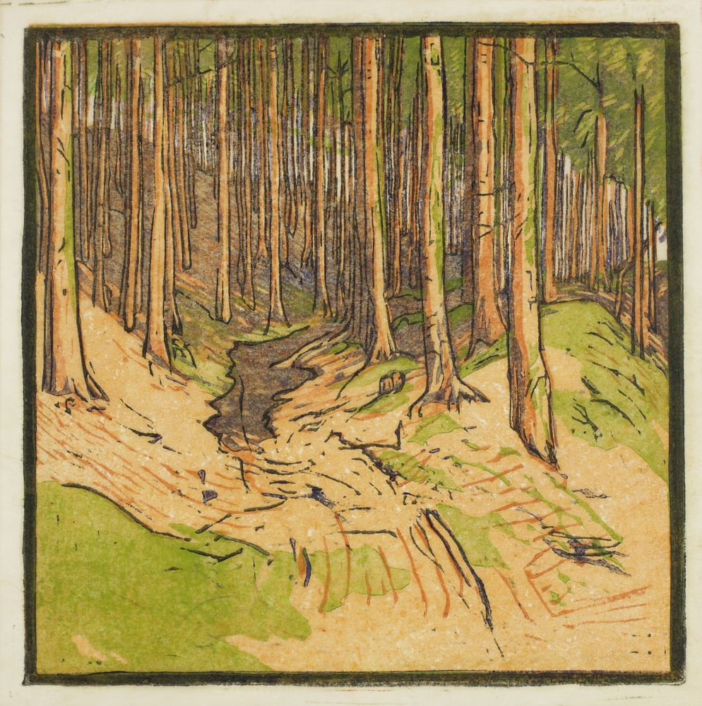 Linograbado Henneberg - Waldweg