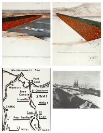 Serigrafía Christo - Wall of 10 Million Oil Drums, Project for the Suez Canal