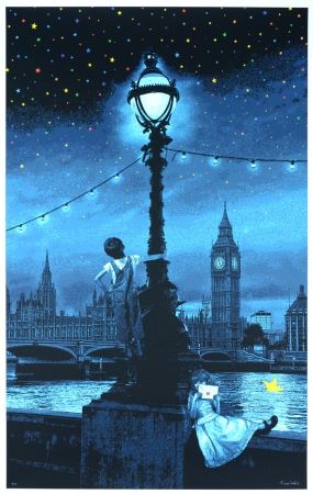 Serigrafía Roamcouch - When you wish upon a star - London (blue edition)