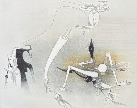 Aguatinta Lam - Wifredo Lam (1902–1982) - Untitled from ''Visible Invisible'' folder - Aquatint etching on Goya paper - 1972