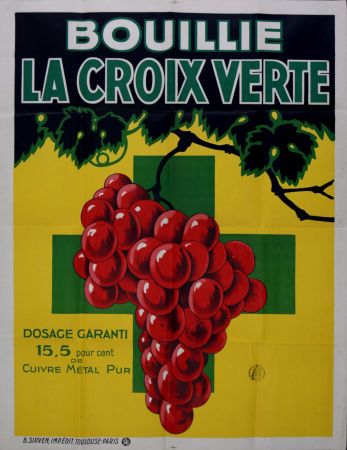 Litografía Anonyme - Wine poster Bouillie La Croix Verte, c. 1920 - Large lithograph poster