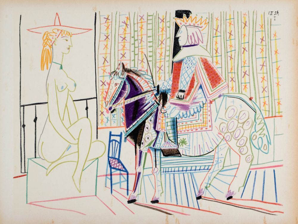 Litografía Picasso - Woman and King, 1954