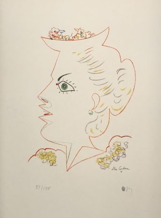 Litografía Cocteau - Woman in Profile