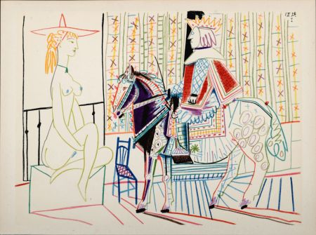 Litografía Picasso - Woman & King, 1954