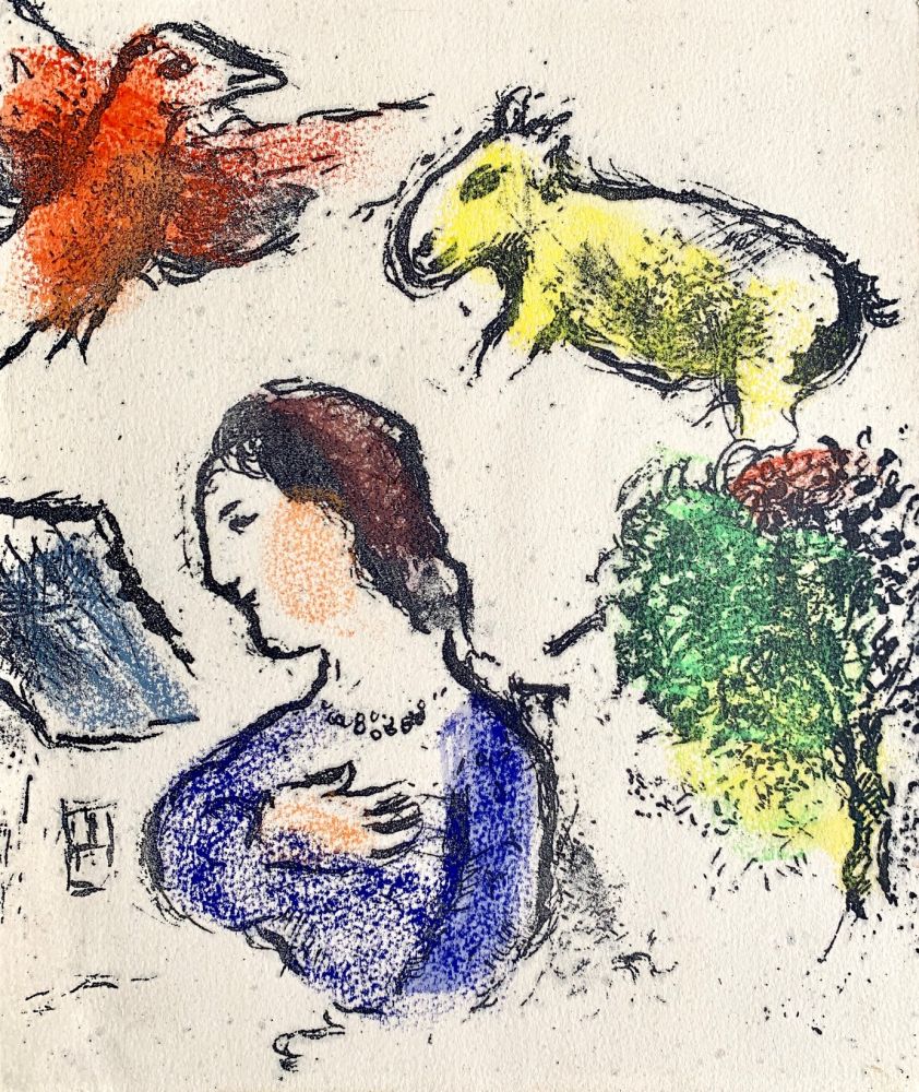 Litografía Chagall - Woman with animals 
