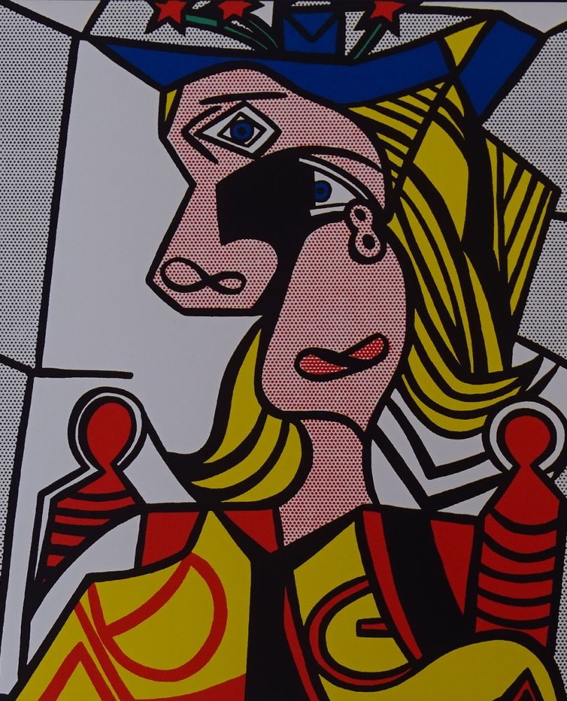Serigrafía Lichtenstein - Woman with flowered hat
