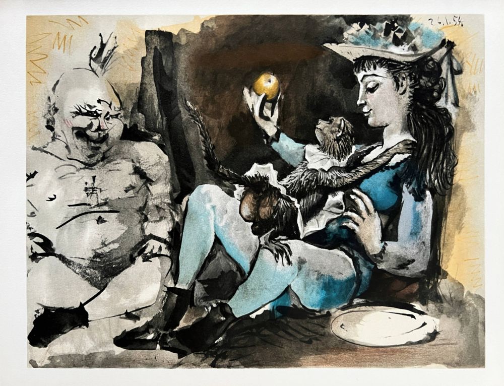 Litografía Picasso - Woman with Monkey