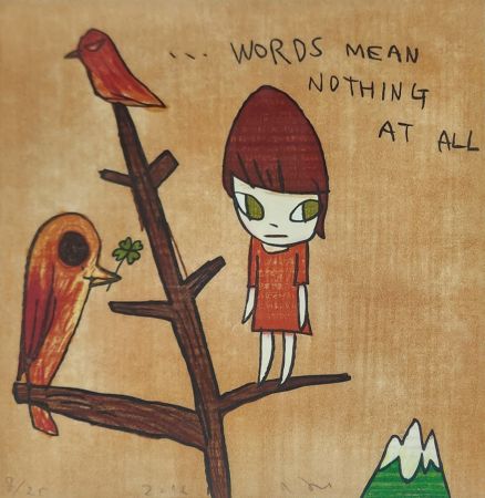 Grabado En Madera Nara - Words Mean Nothing at All Woodcut