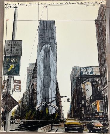 Litografía Christo - Wrapped building , project for 1 Times Square, New S