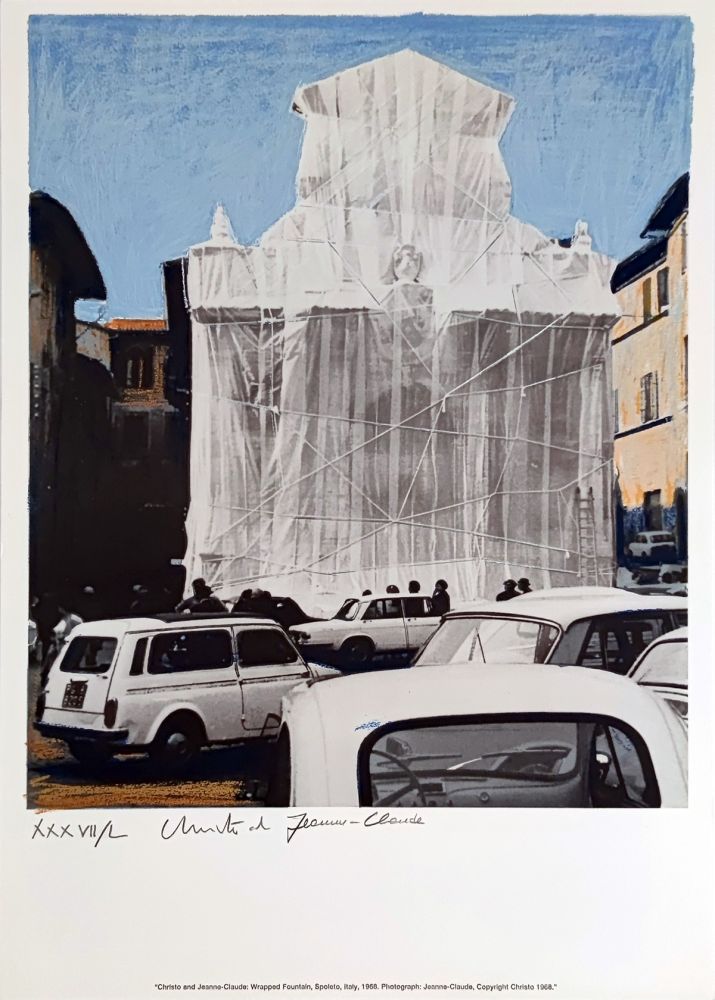 Serigrafía Christo & Jeanne-Claude - Wrapped Fountain Spoleto