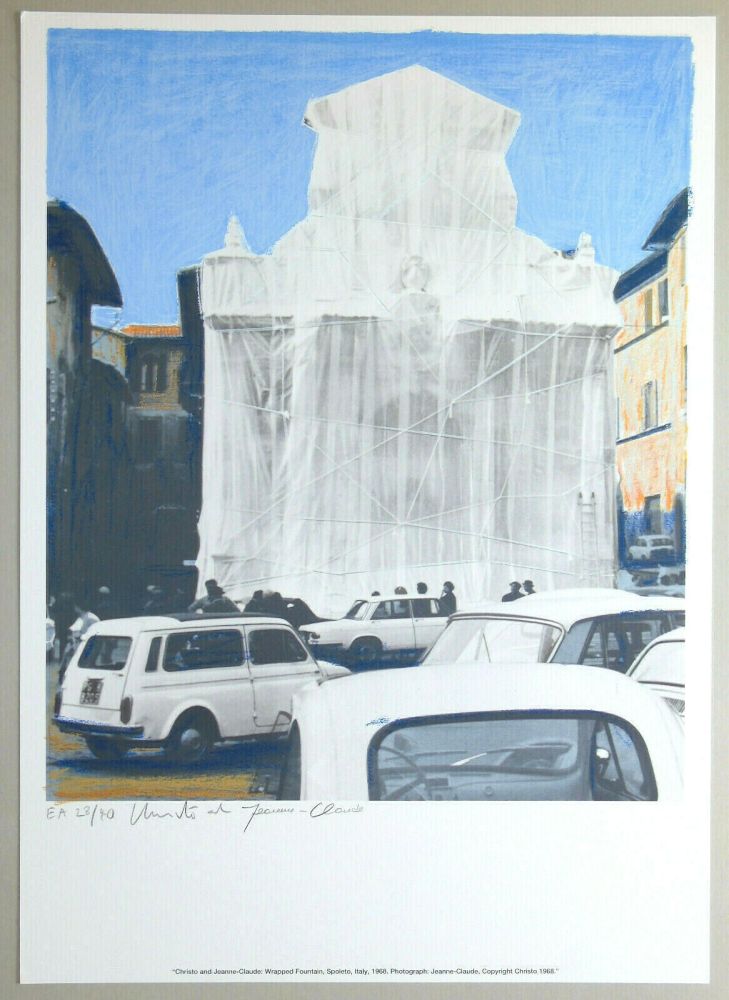 Litografía Christo - Wrapped fountain, Spoleto 1968