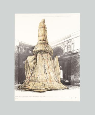 Litografía Christo & Jeanne-Claude - Wrapped Monument to Leonardo, Project for Piazza della Scala, Milan