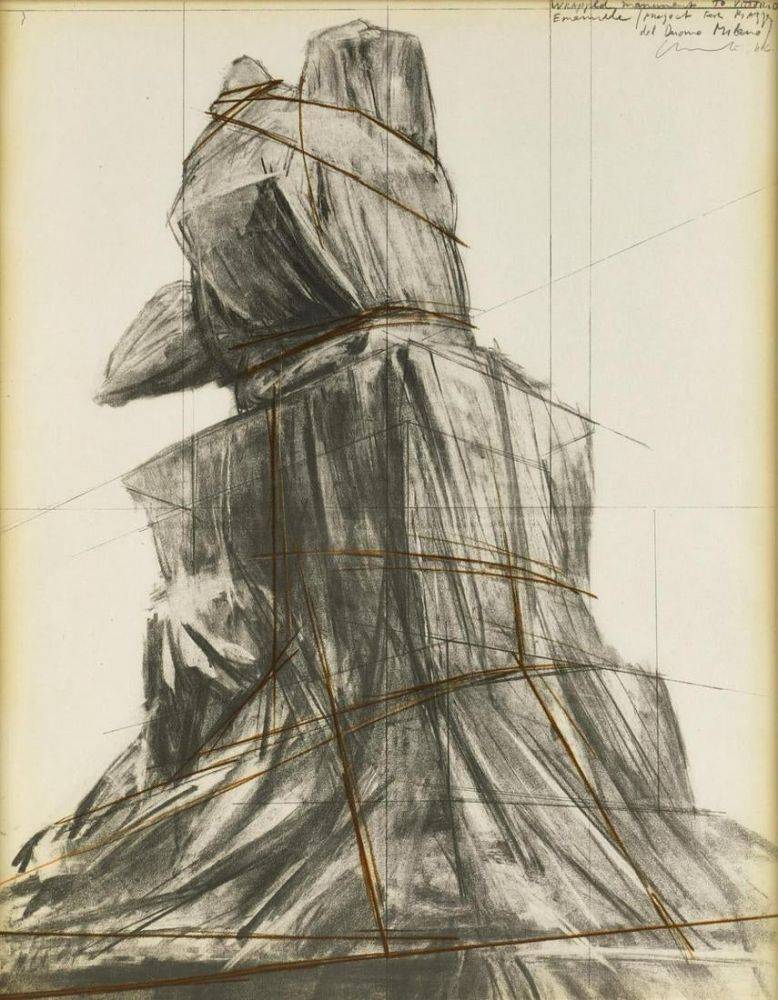 Litografía Christo - Wrapped monument to Vittorio Emanuele