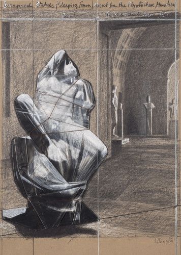 Litografía Christo - Wrapped statues, sleeping fawn project for the Glyptothek