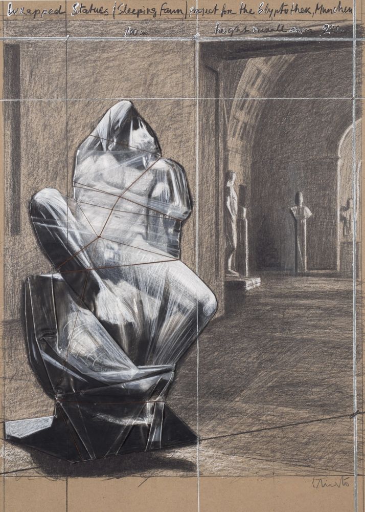 Múltiple Christo - Wrapped Statues, Sleeping Fawn, Project for the Glyptothek
