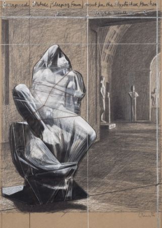 Litografía Christo - Wrapped statues, sleeping fawn project for the Glyptothek