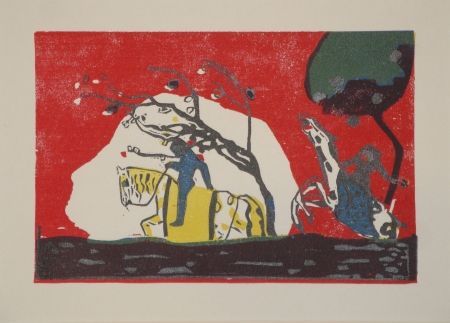 Grabado En Madera Kandinsky - Zwei Reiter vor Rot.