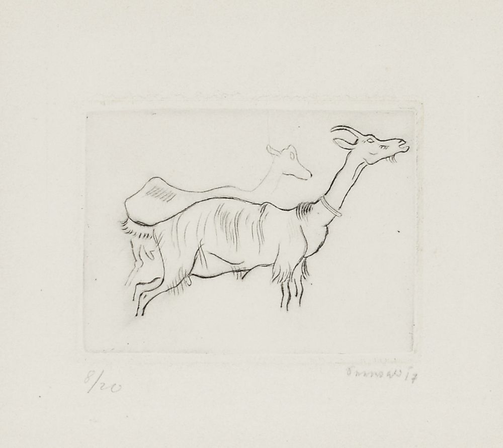 Grabado Seewald - Zwei Ziegen (Two goats)