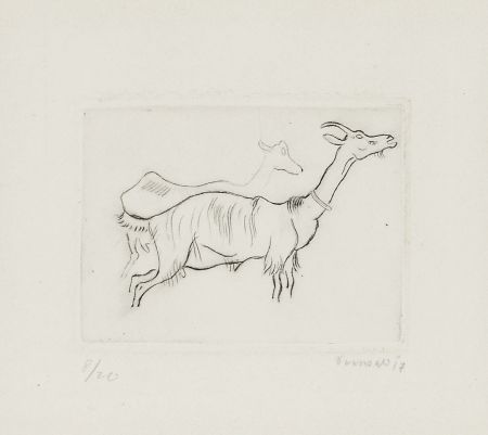 Grabado Seewald - Zwei Ziegen (Two goats)