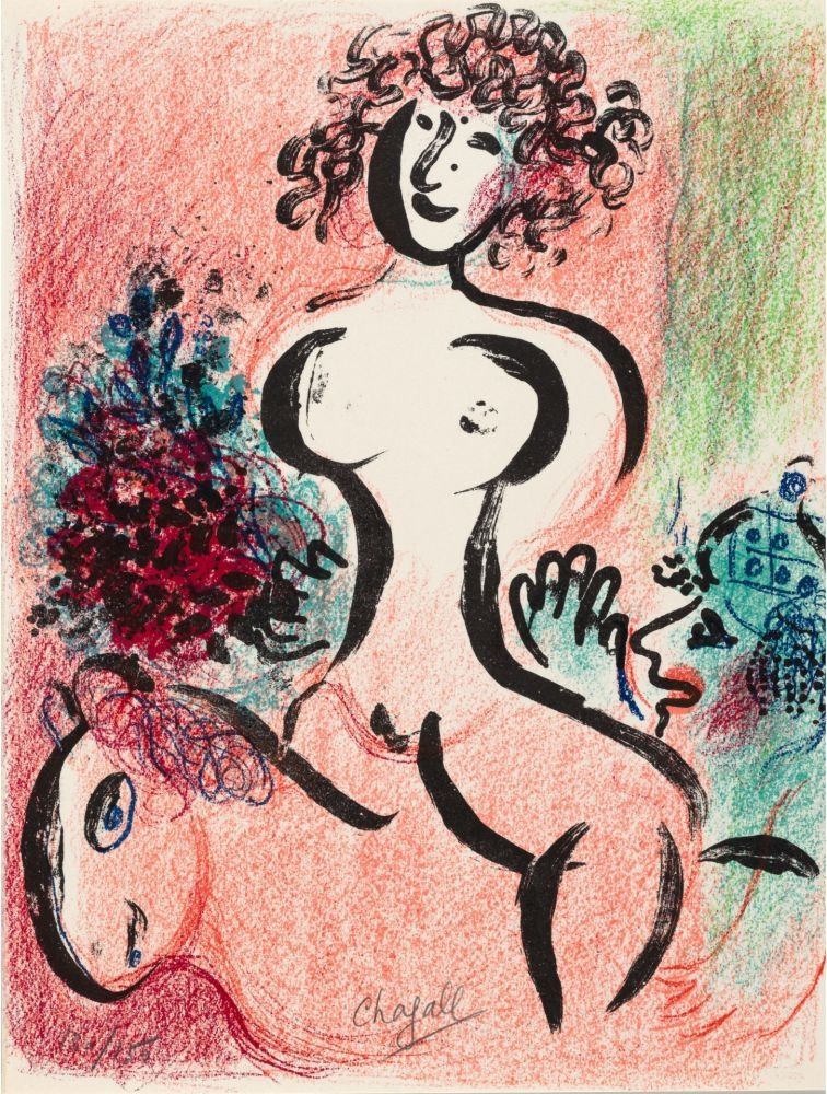 Litografía Chagall - Écuyère au bouquet