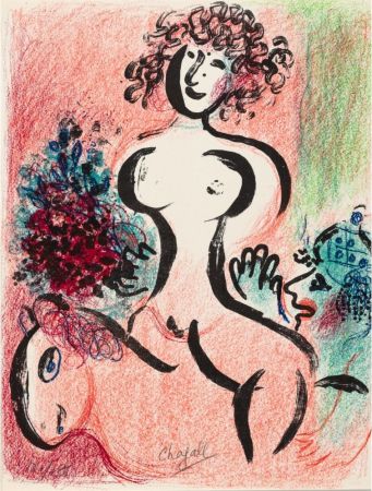 Litografía Chagall - Écuyère au bouquet