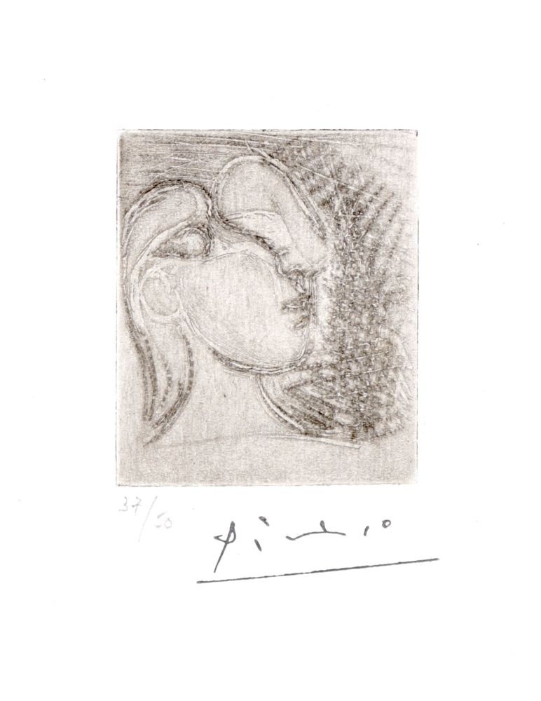 Grabado Picasso - ête de femme tournée à droite