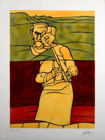 Litografía Adami - Joueur de flûte, 1976 - Hand-signed!