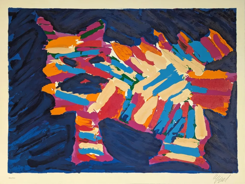 Litografía Appel - Blue Cat 