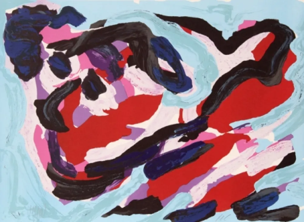 Litografía Appel - Floating in Blue