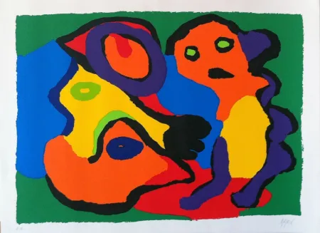 Litografía Appel - Non connu (deux personnages )