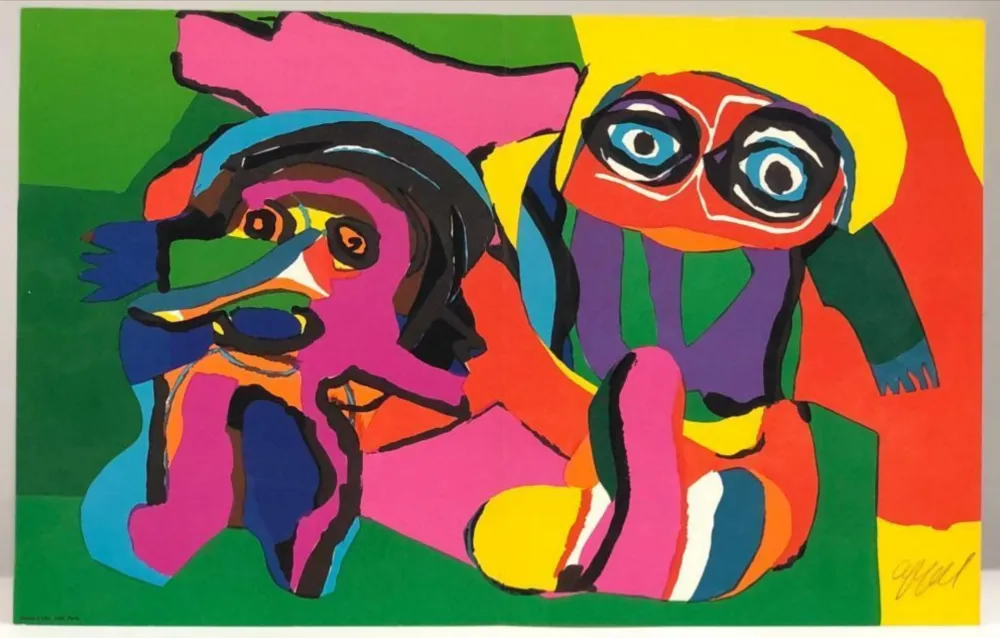 Serigrafía Appel - Two Figures, ca.