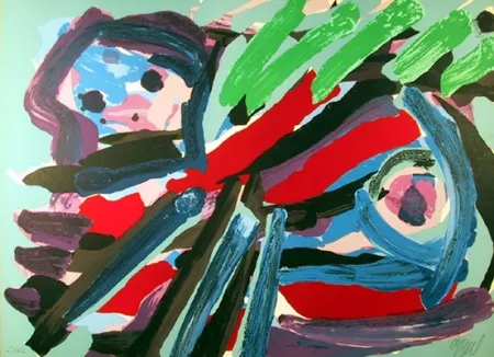 Litografía Appel - Walking with my Bird