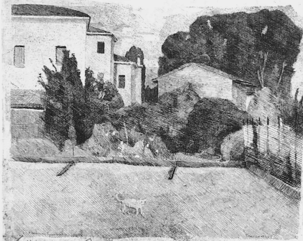 Aguafuerte Barbisan - Case di periferia