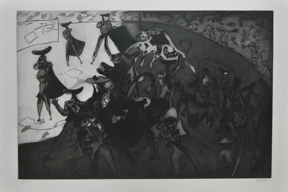 Aguafuerte Y Aguatinta Barjola - Tauromaquia - Sol y sombra