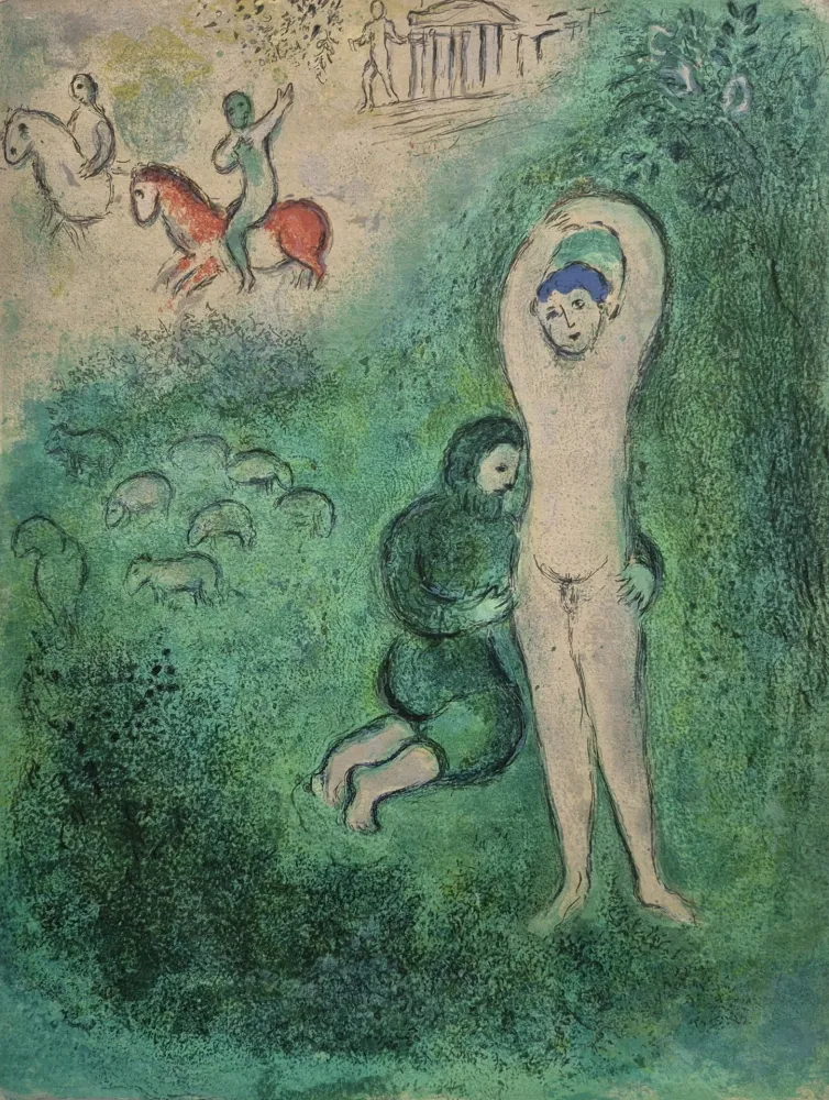 Litografía Chagall - Daphins and Gnathon