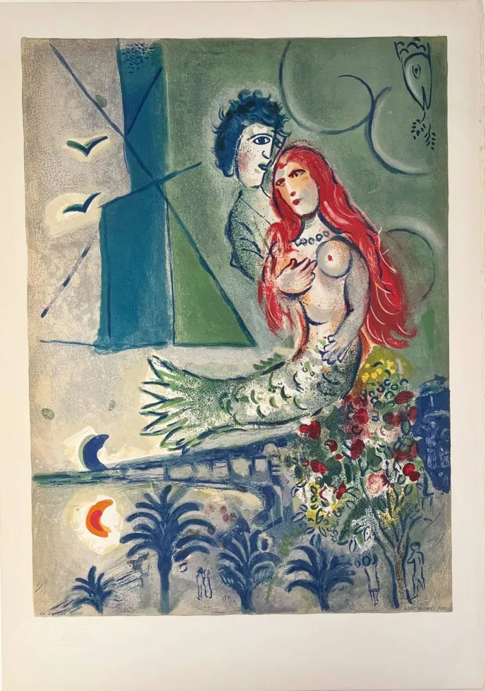 Litografía Chagall - Sirène au Poète (Sirene with Poet)