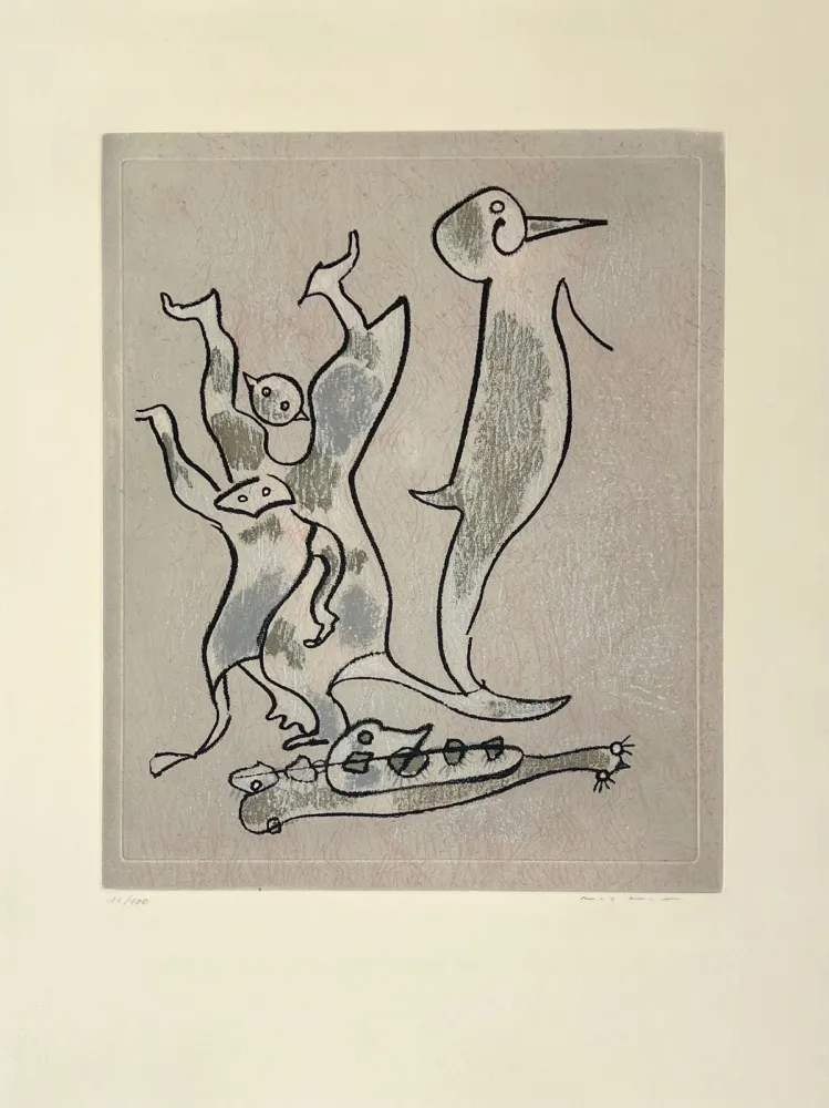 Aguafuerte Y Aguatinta Ernst - Entre chiens et loups 