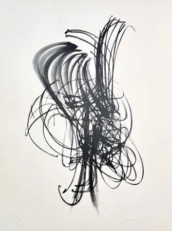 Litografía Hartung - Hans Hartung (1904–1989) – L 38 – Lithograph on BFK Rives vellum paper – 1958