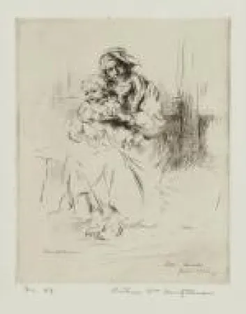 Grabado Heintzelman - Mother and Child, Sion, Suisse