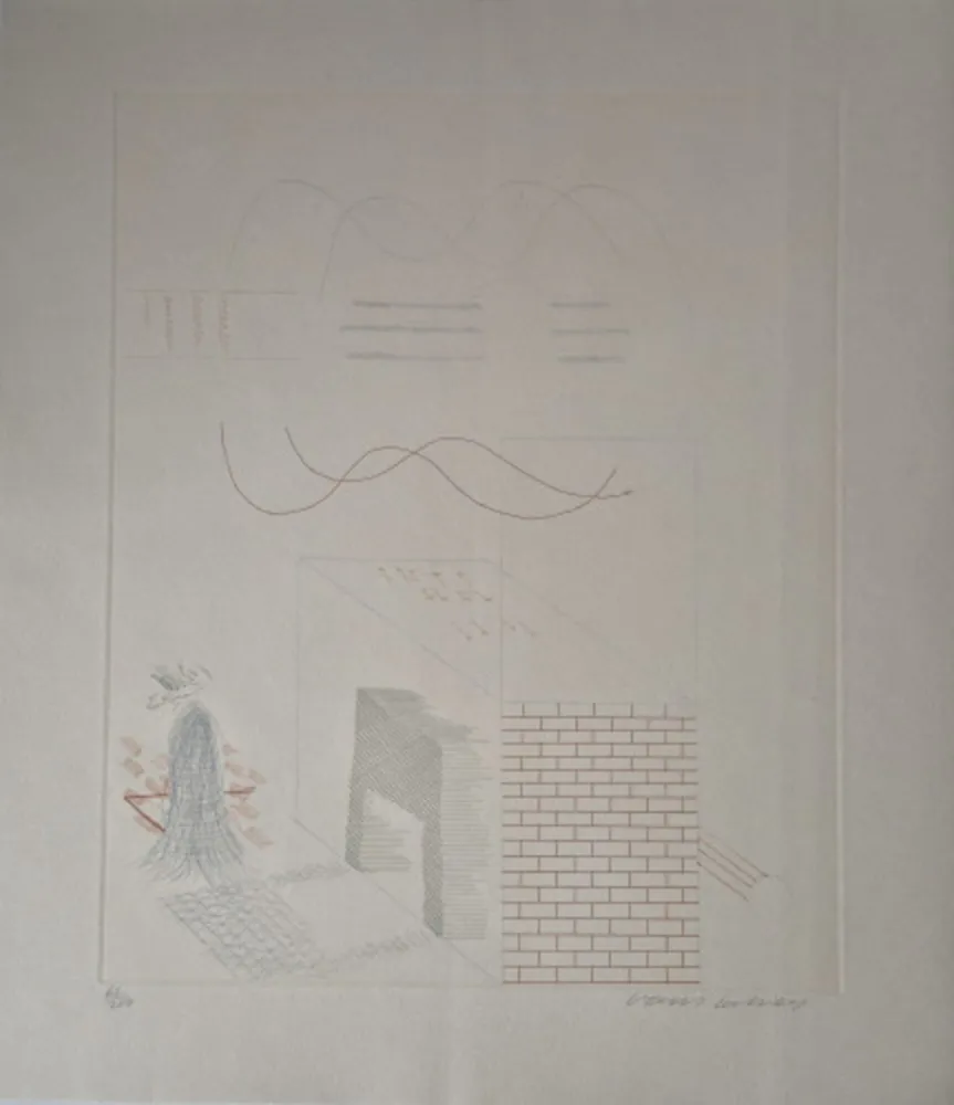 Grabado Hockney - Buzzing of the Blue Guitar