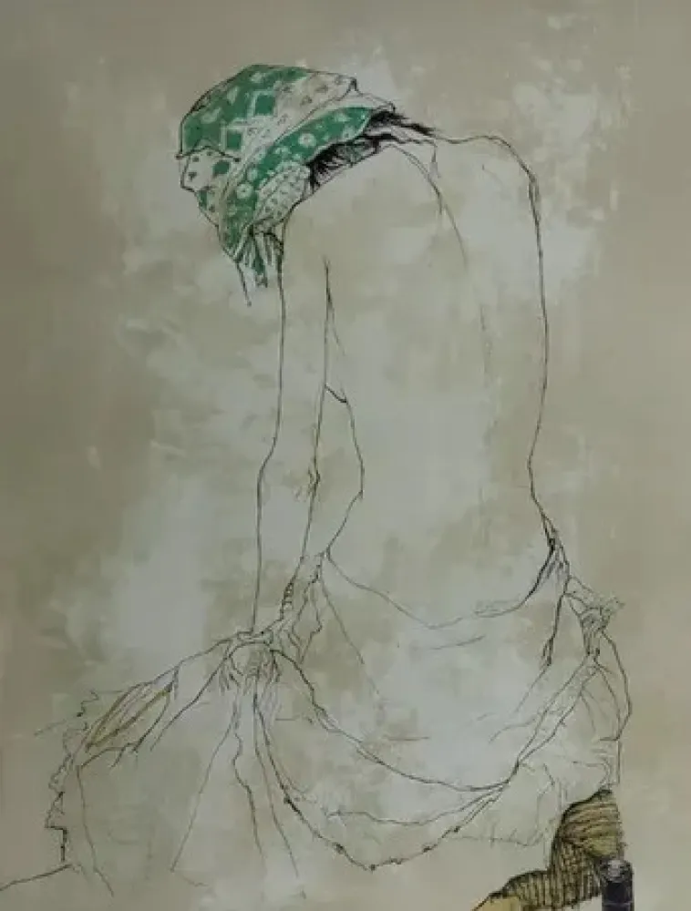 Litografía Jansem - Foulard vert (1993)