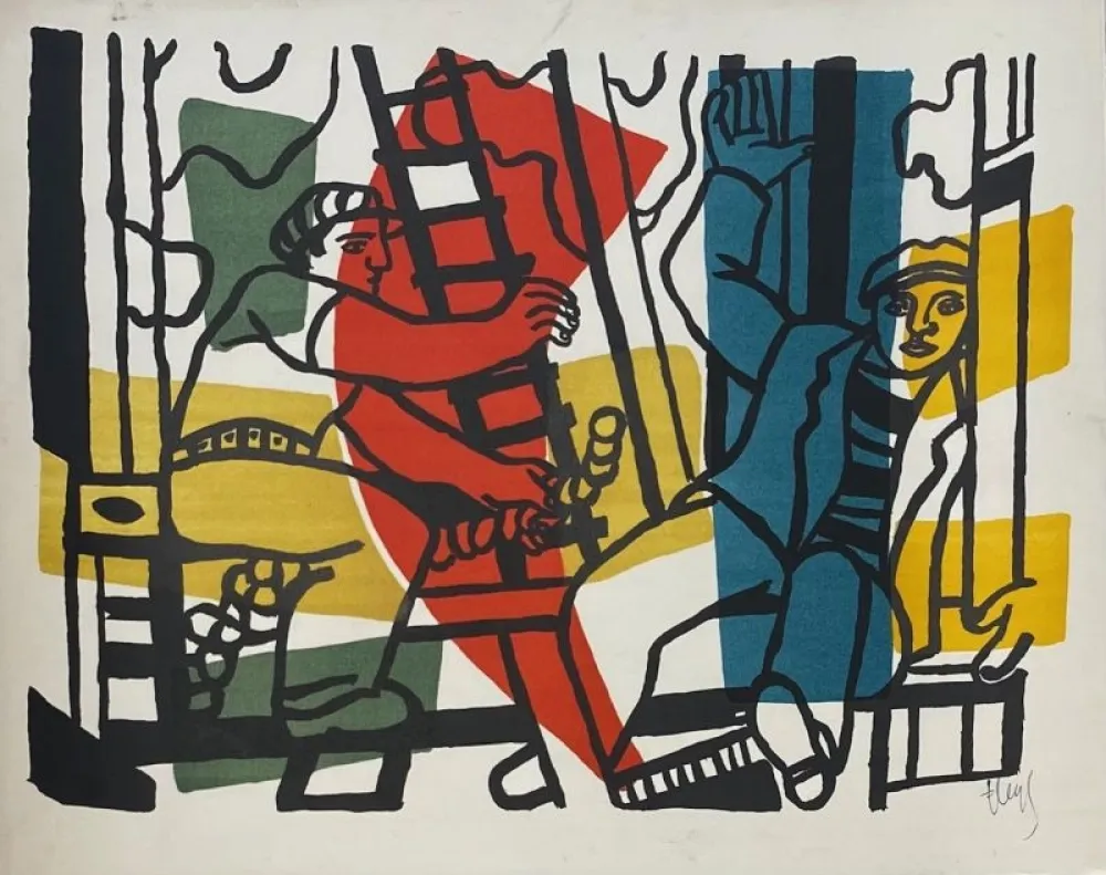 Litografía Leger - Les constructeurs 