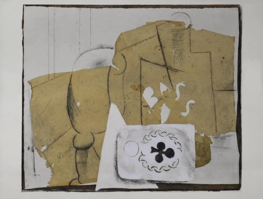 Pochoir Picasso (After) - Bouteille, verre et cartes, 1962