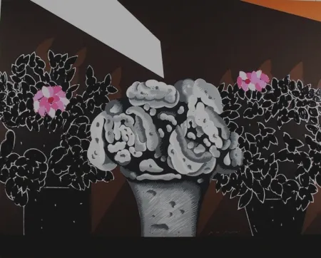 Serigrafía Pozzati - Fiori neri