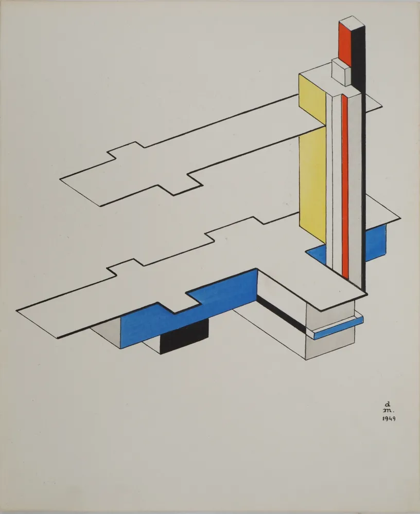 Litografía Aaron - Architecture, plan abstrait