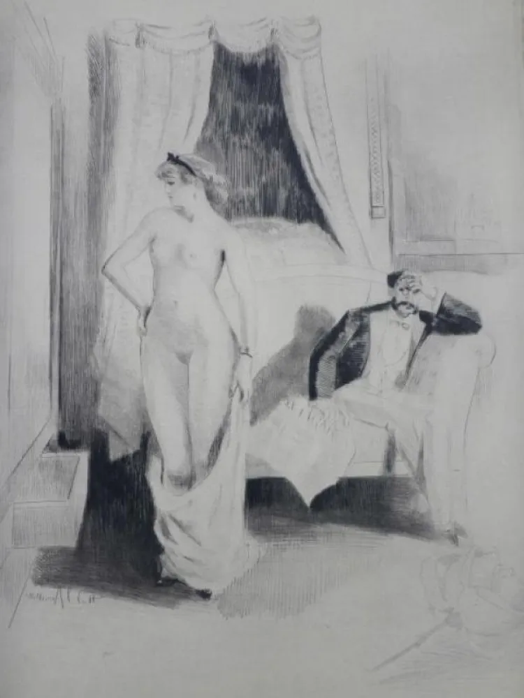 Grabado Ablett - Eaux-fortes pour Nana, par William Ablett 