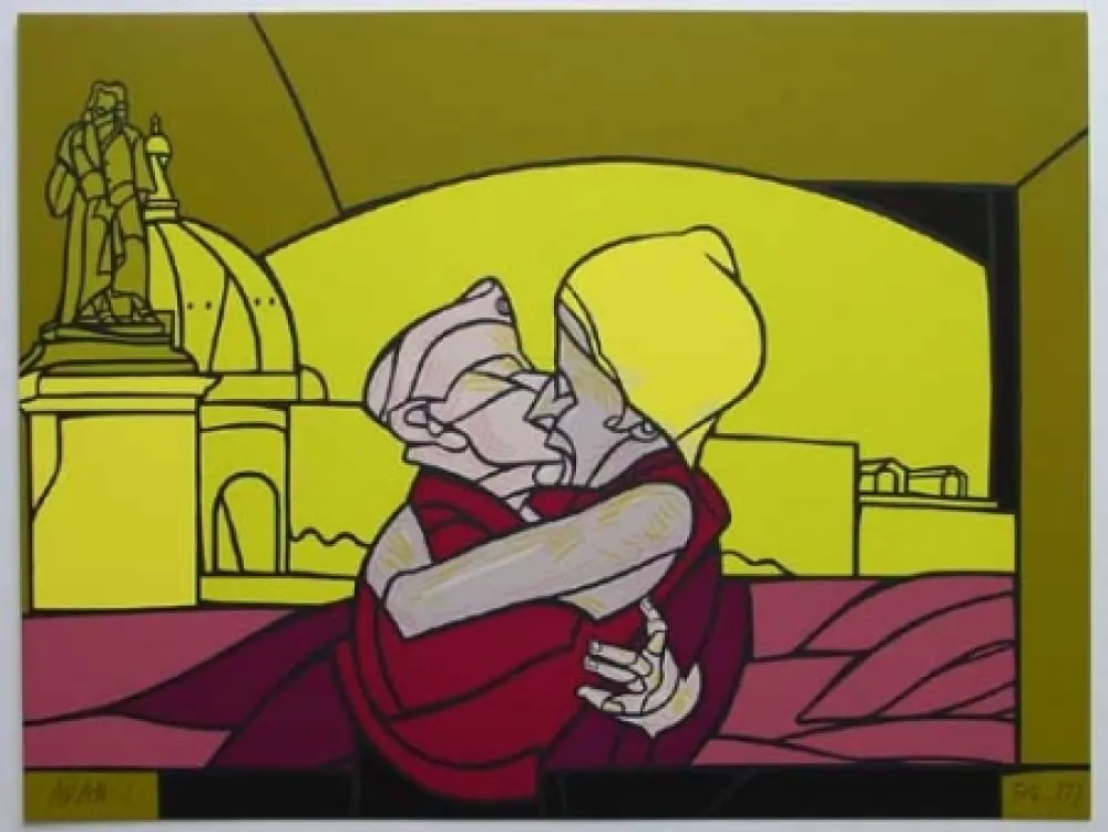 Litografía Adami - Il bacio / The Kiss