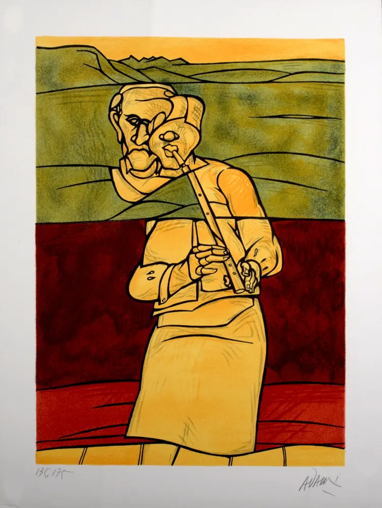 Litografía Adami - Joueur de flûte, 1976 - Hand-signed!