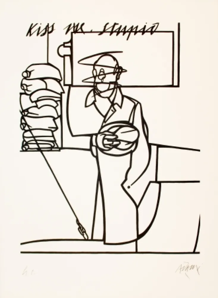 Litografía Adami - Kiss me stupid