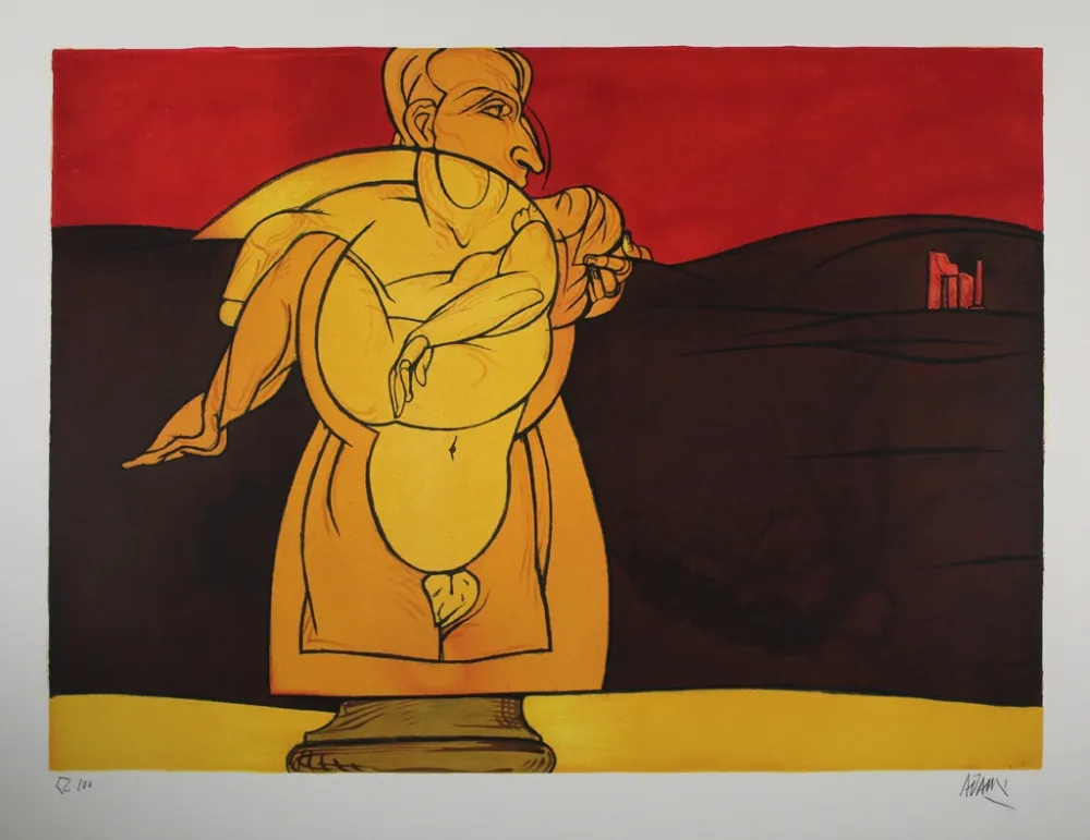 Litografía Adami - Paysage de ruines